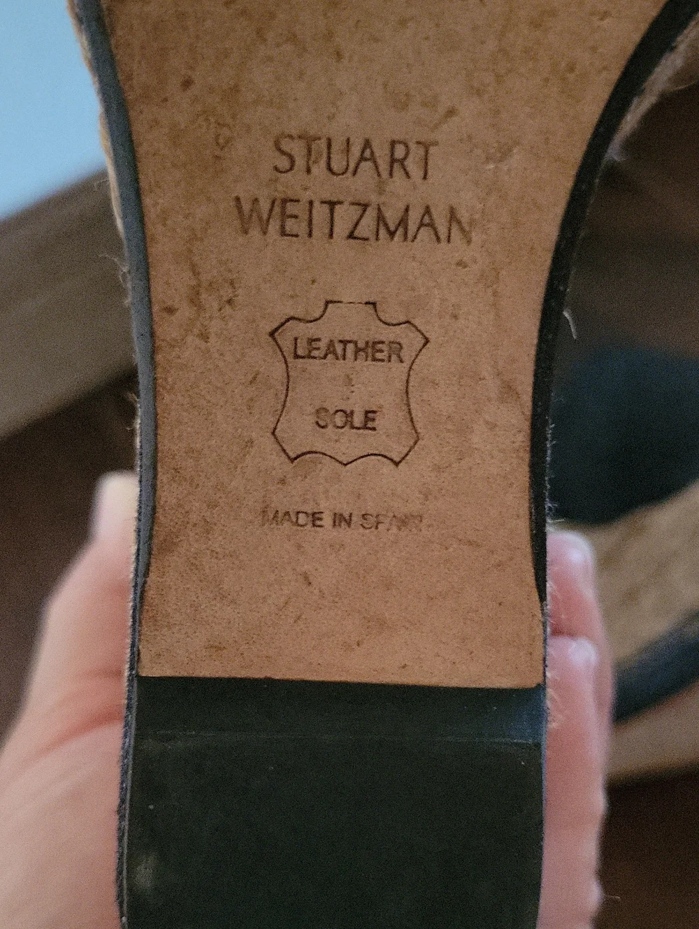 NWOT Stuart Weitzman Navy Espadrille Wedge Sandals with Ankle Strap Size 7